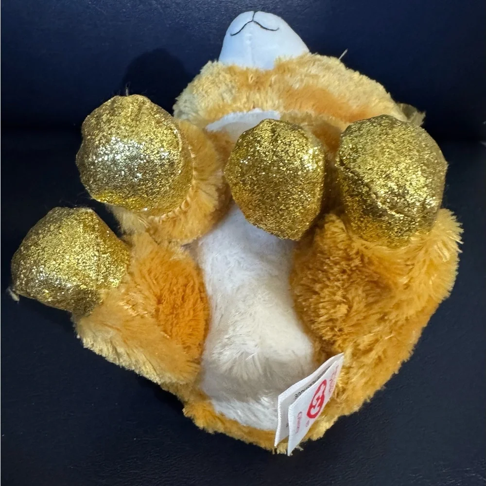 Ty Beanie Glitzy Reindeer Plush Reindeer Toy with Gold Accents